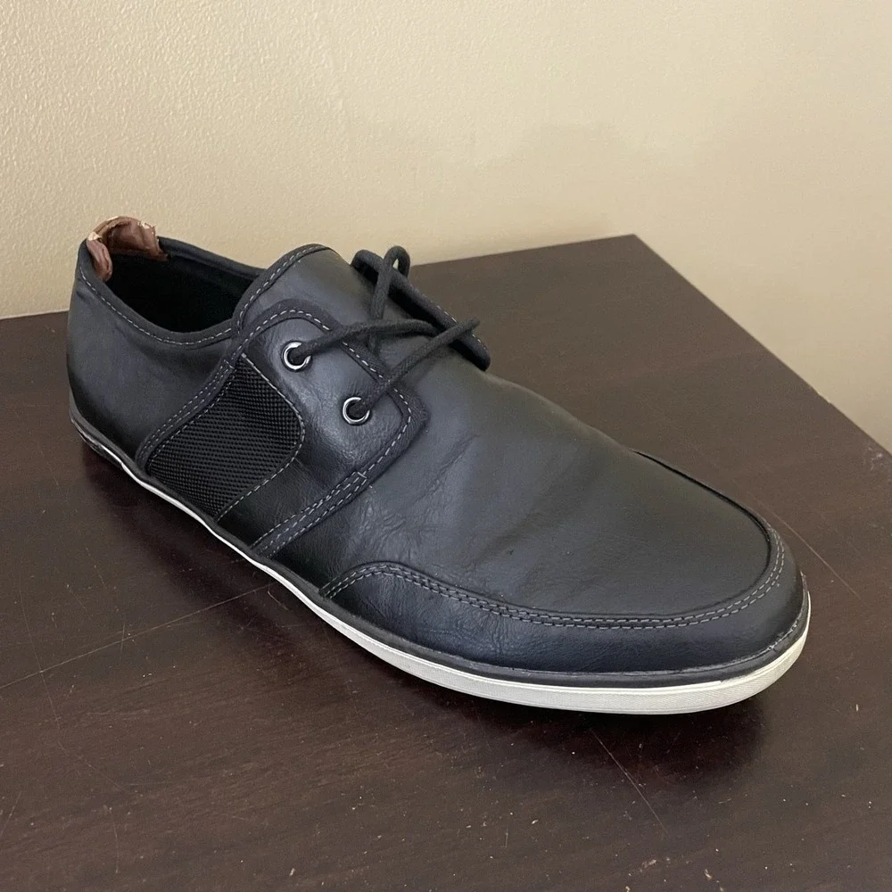 Call It‎ Spring Mens Black Faux Leather Mesh Casual Sneakers Low Top Shoes